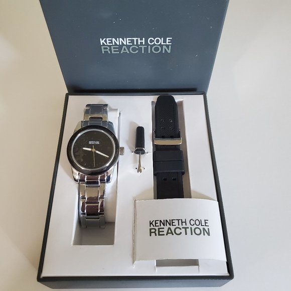 Kenneth Cole Reaction Silvertone Watch Set - Picture 1 of 3